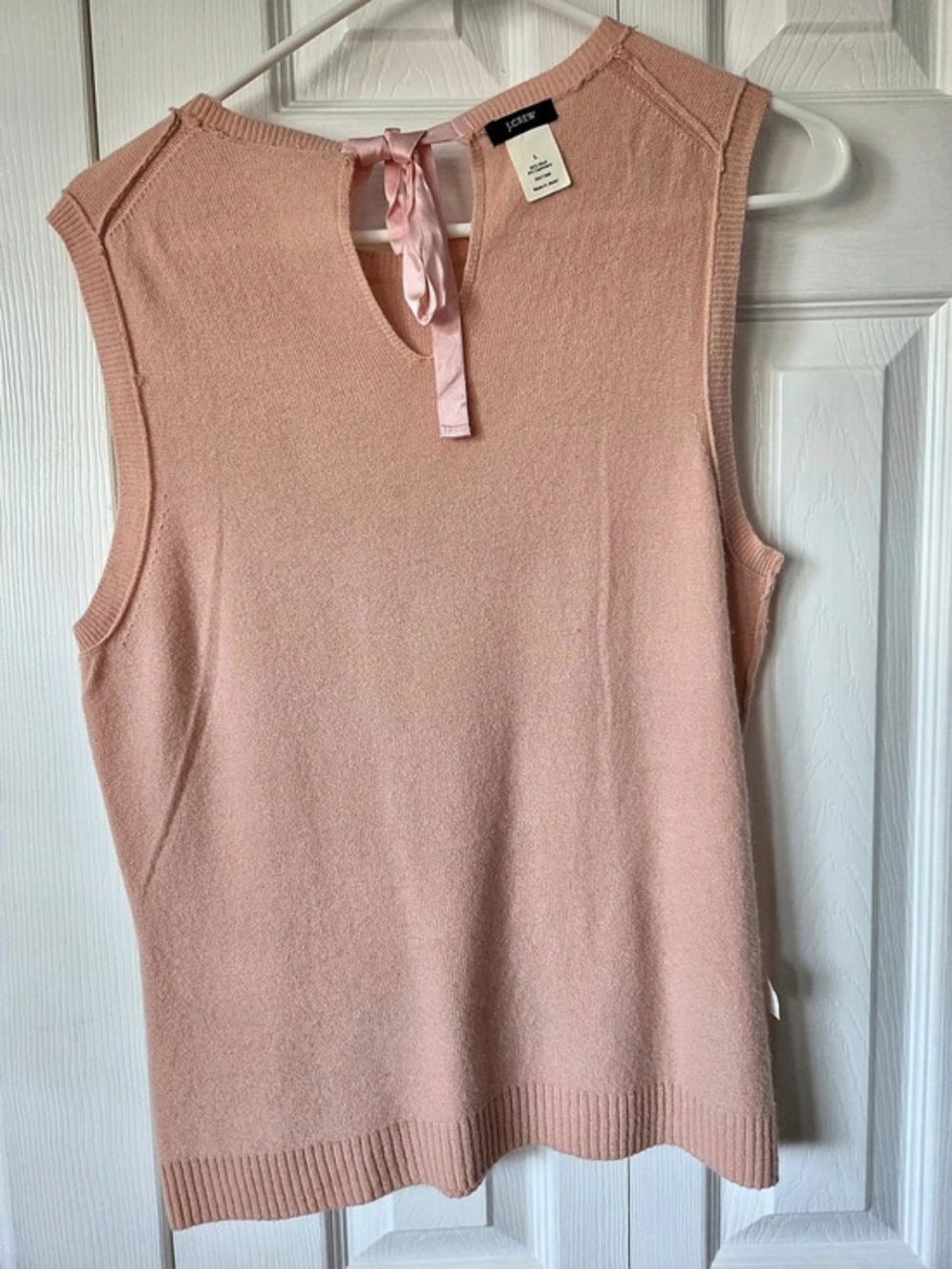 J.Crew Wool Sleeveless Crewneck in Pink With Ribbon Tie Like New